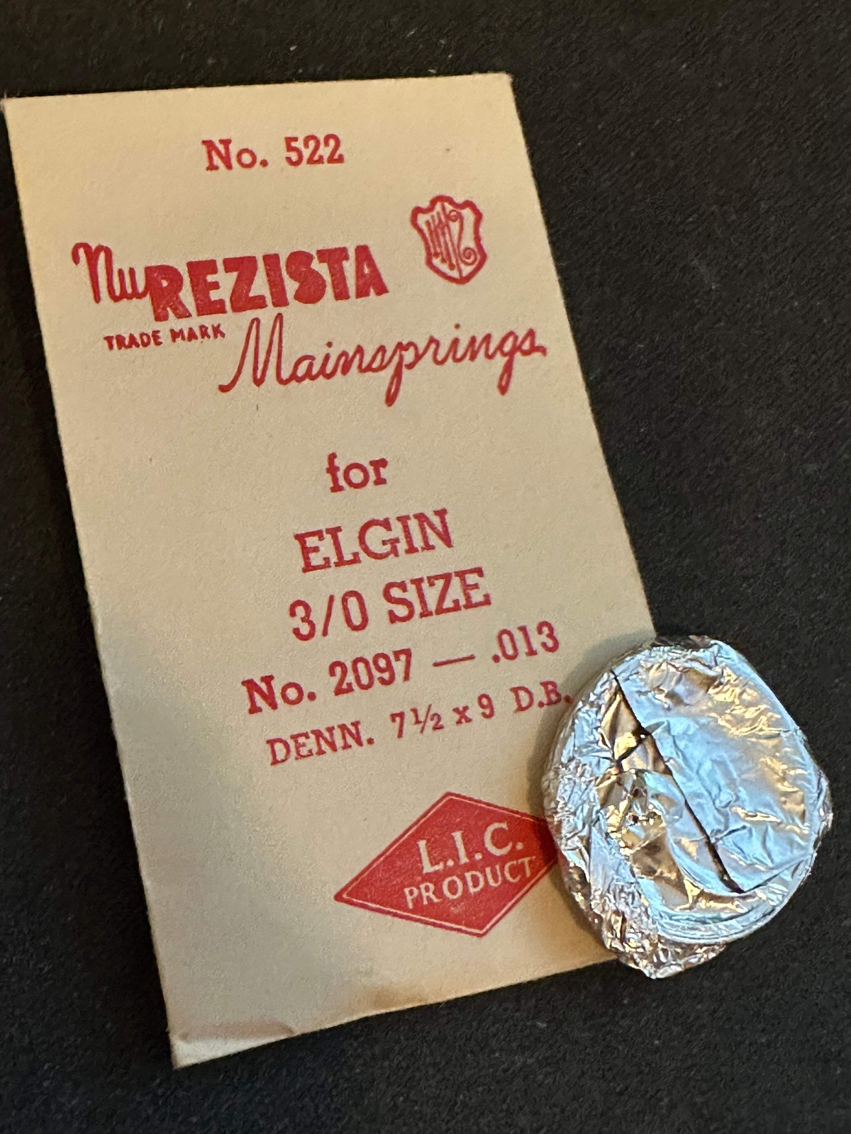 NuRezista Mainspring #522 for Elgin 0s & 3/0s No. No. 2097 – Steel