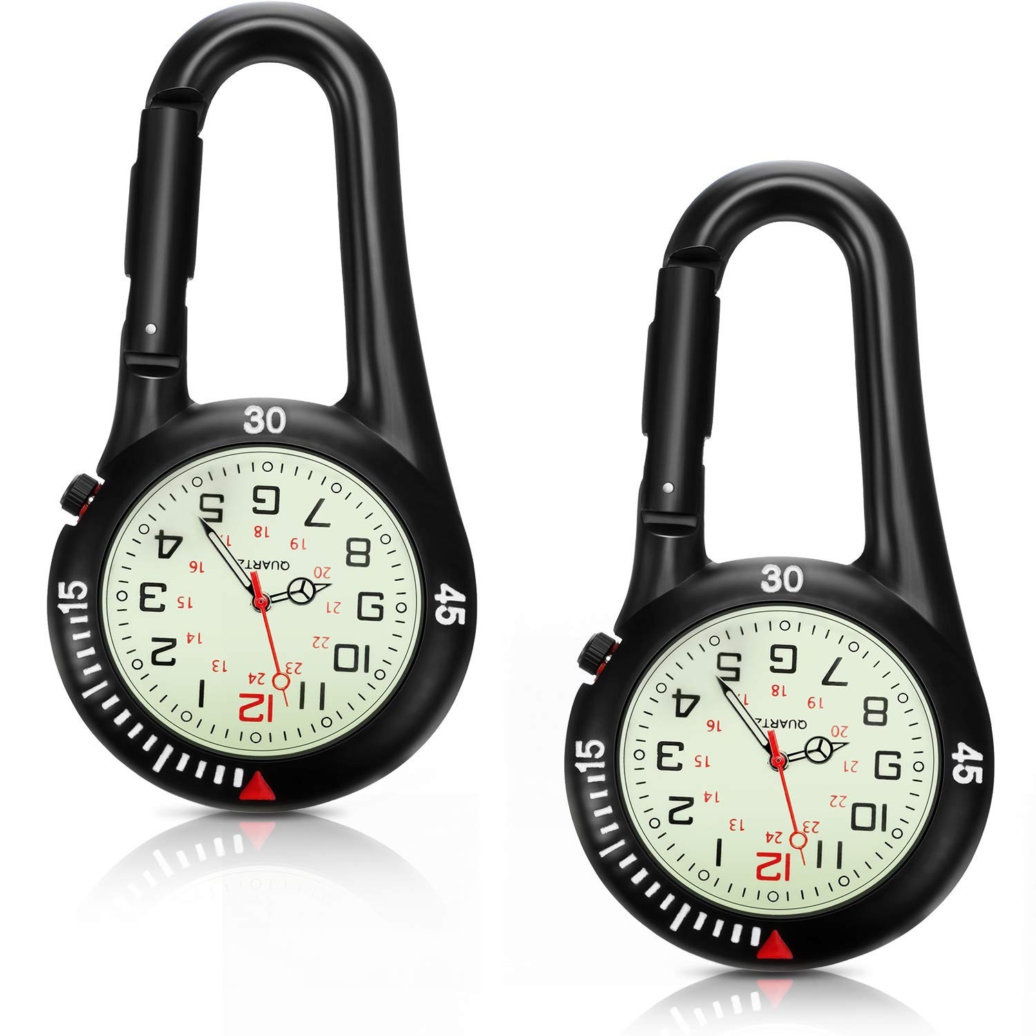 Hicarer 2 Pieces Clip on Quartz Watch Backpack Fob Belt Glow in The Dark Unis…