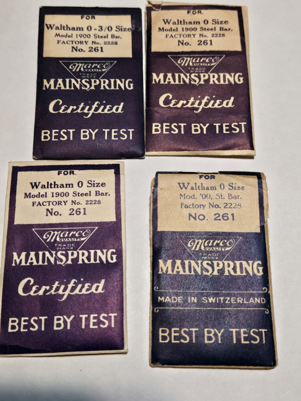 Waltham 0/s-3/0. 2228 Marco 261 Pocket Watch Mainspring NOS