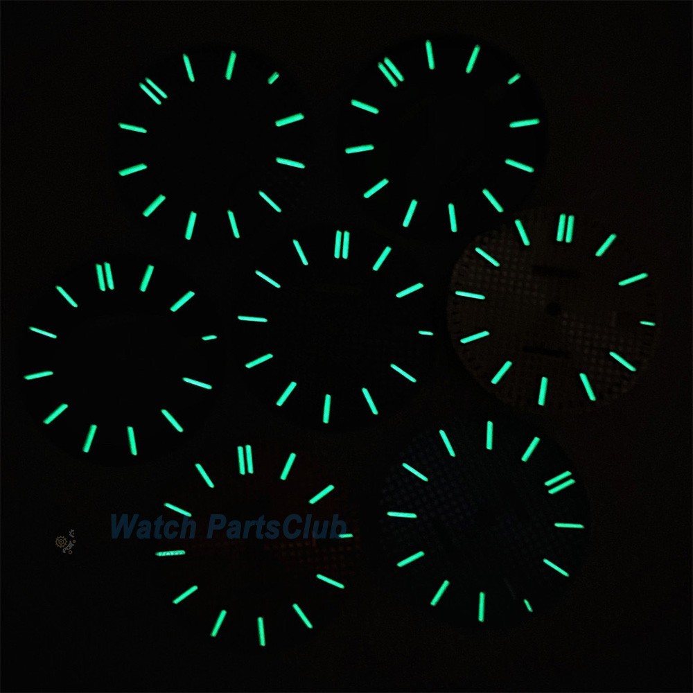 31.8mm Grid Green Luminous Calendar Watch Dial Fit NH35 NH36 Movement