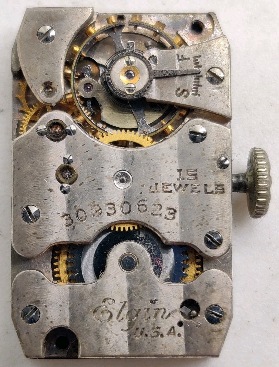 Vintage 1928 Elgin Grade 484 15 Jewel 18/0s Wrist watch movement For Repair