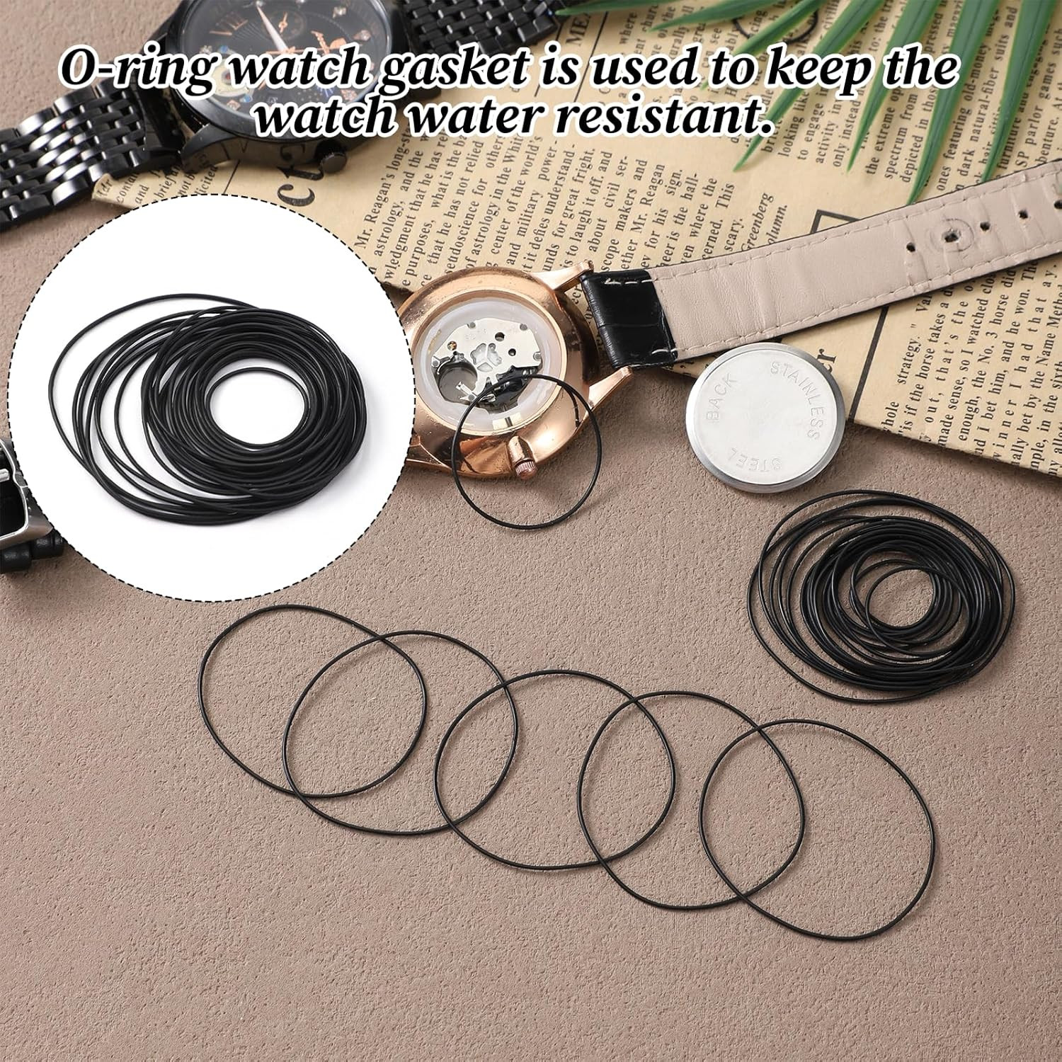 80Pcs O Ring Watch Gasket Set, 0.5/0.6/0.7/0.8 Mm Waterproof Rubber Watch Seal