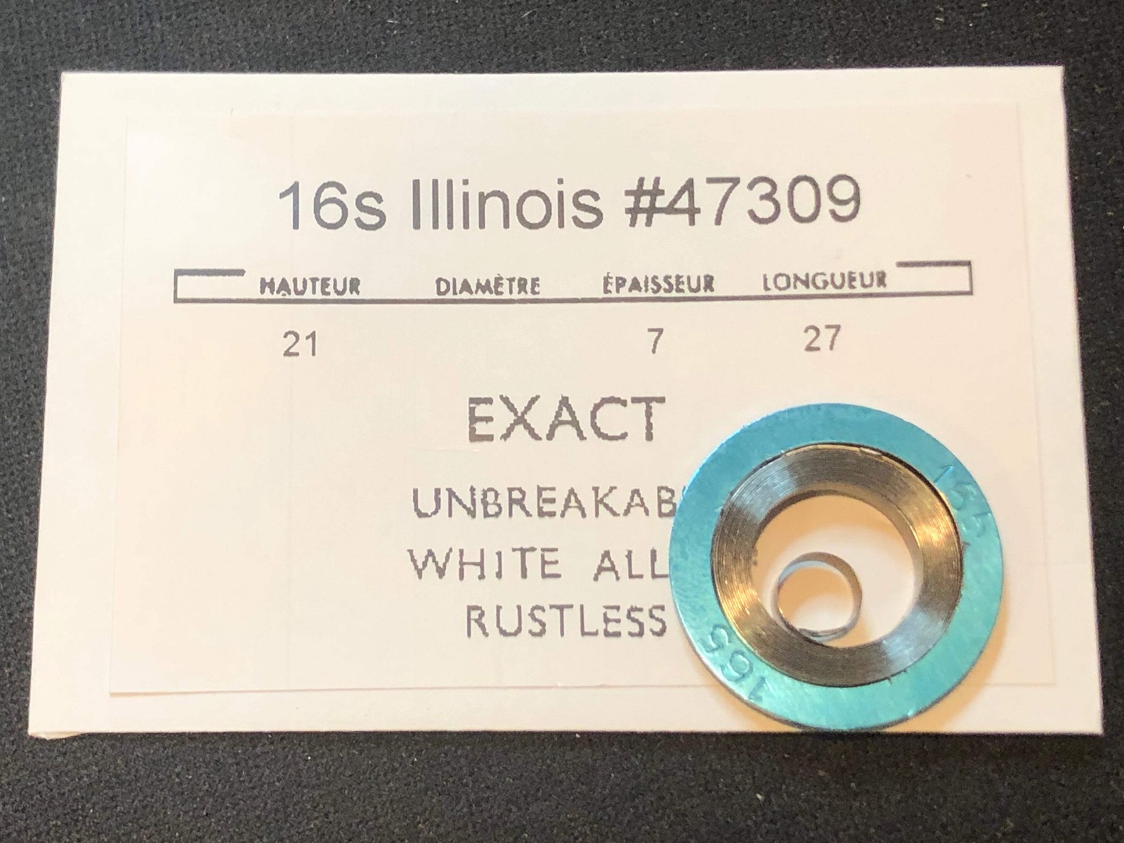 Illinois Mainspring for 16s No. 47309 for 60 hr RR watches (EXACT) – Alloy