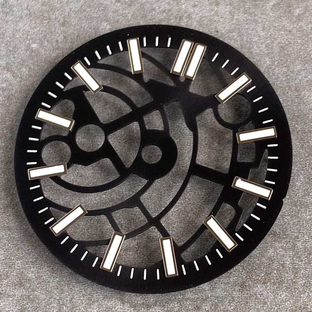 29mm Skeleton Black Silver Watch Dial Face fit NH35 NH38 NH70 NH71 NH72 Movement