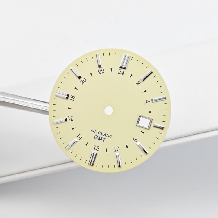 35mm Cream Color GMT Watch Dial No Lume for Nh34 Nh35 Movement Watch Parts