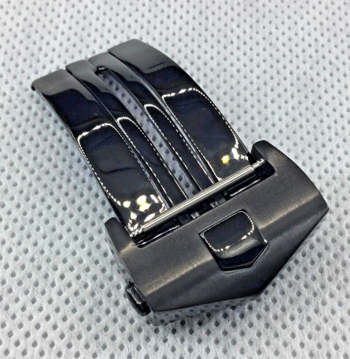 20MM BLACK DEPLOYMENT CLASP BUCKLE FOR TAG HEUER S/S MONACO CARRERA OEM DESIGN