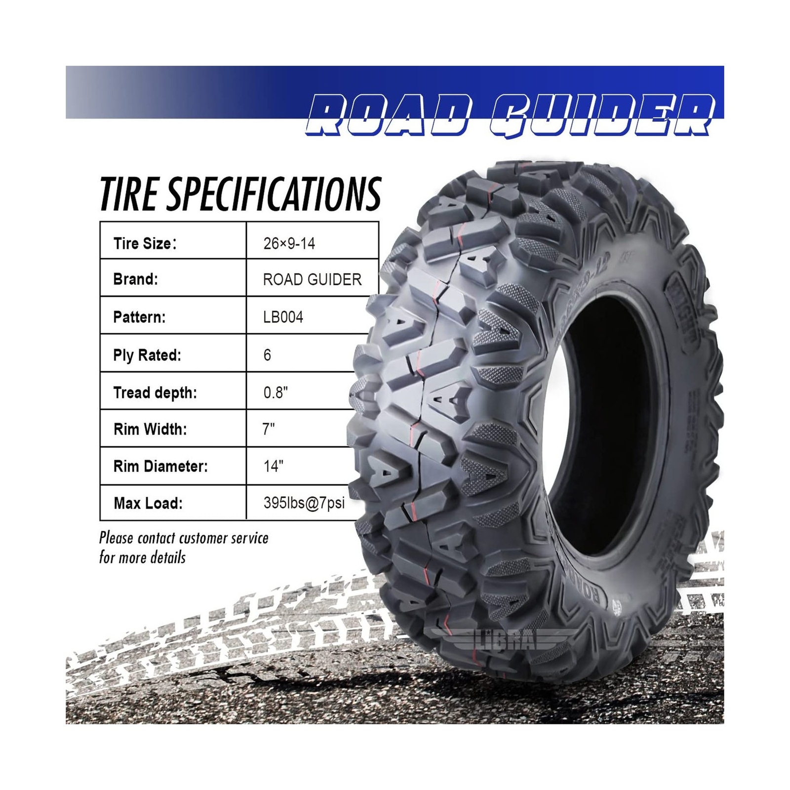Road Guider One ATV UTV Tires 26×9-14 26x9x14 6PR Mud