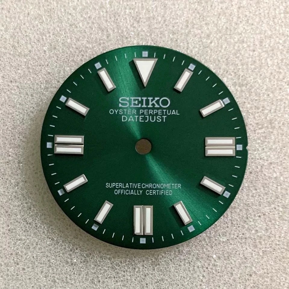 28.5mm Retro Watch Dial Green Luminous for Nh36 Nh35 Movement Watch Accessories