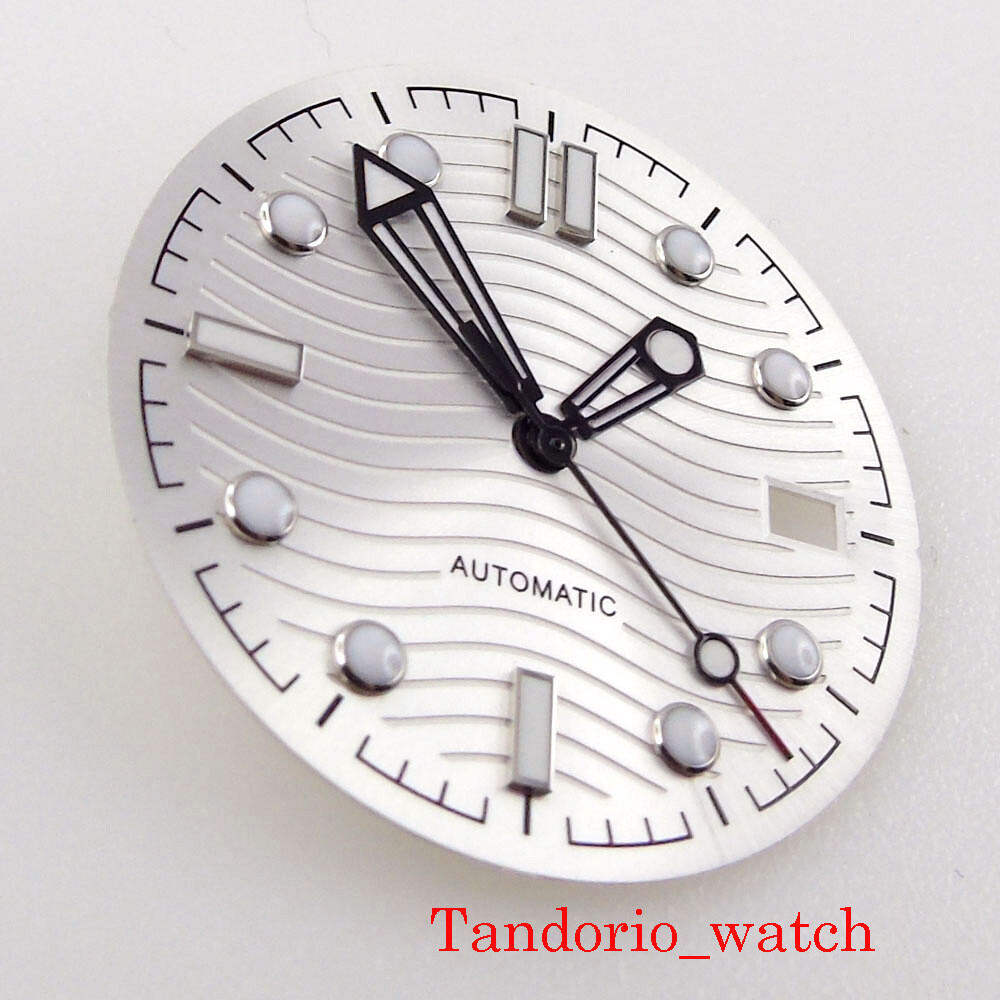 Bliger 31mm White Dial Hands Set Parts For 24 Jewels NH35 Movement Top Quality