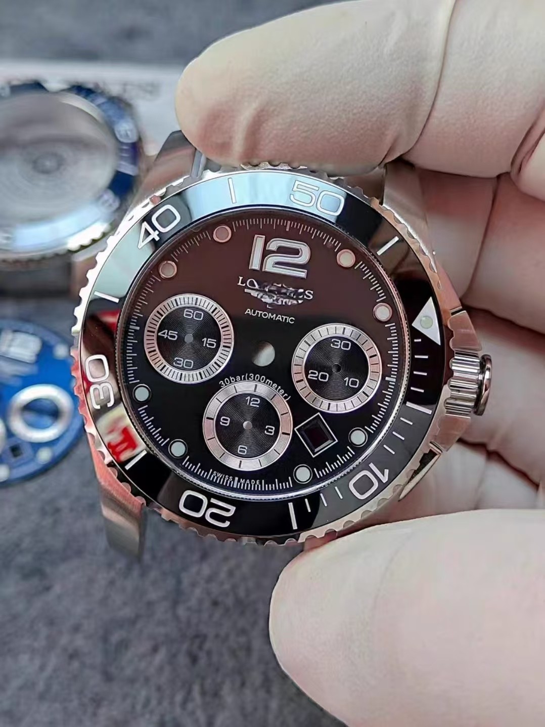 DIY Watch Part Kit For 7750 Movement HydroConquest 41mm SS Case+Dial+Hands+Strap