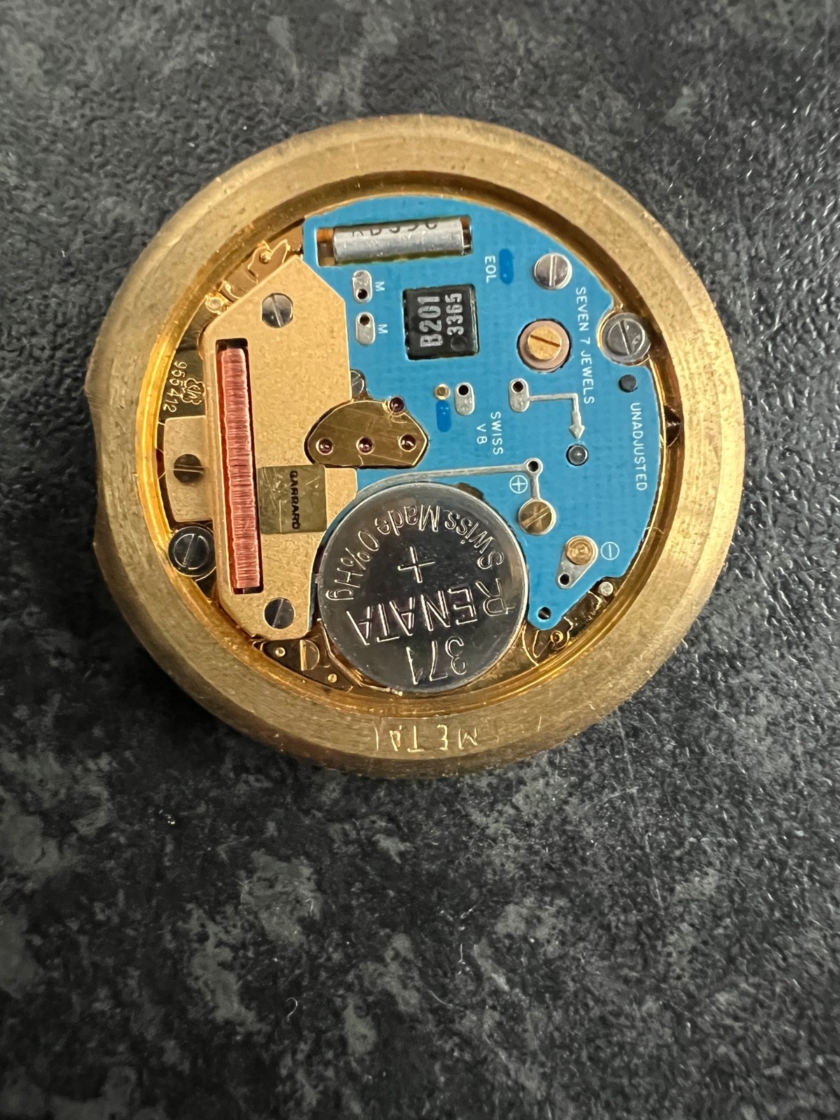 Garrard Watch Movement ETA 955.412 Gold Dial For Parts Repair or Restoration