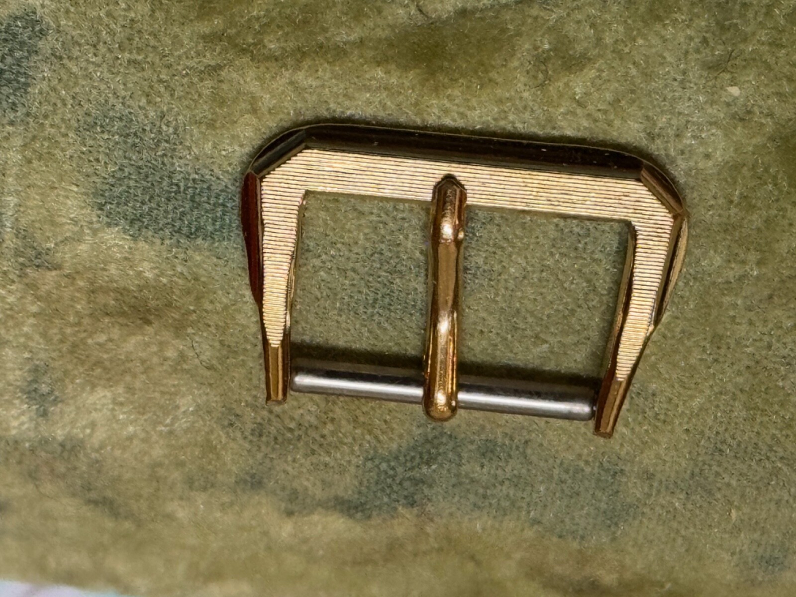 Gold plate grooved & cut corner design vintage watch band buckle 16mm NOS 1950s