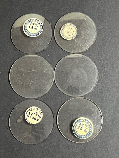LOT OF 6 GLASS POCKET WATCH CRYSTALS SIZE 17 ALL THICK REPLACEMENT PARTS
