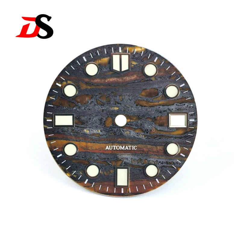 DS Natural Stone MM NH35 Dial Iron Yellow Tiger’s Eye S Mod HQ Blue Lume Custom