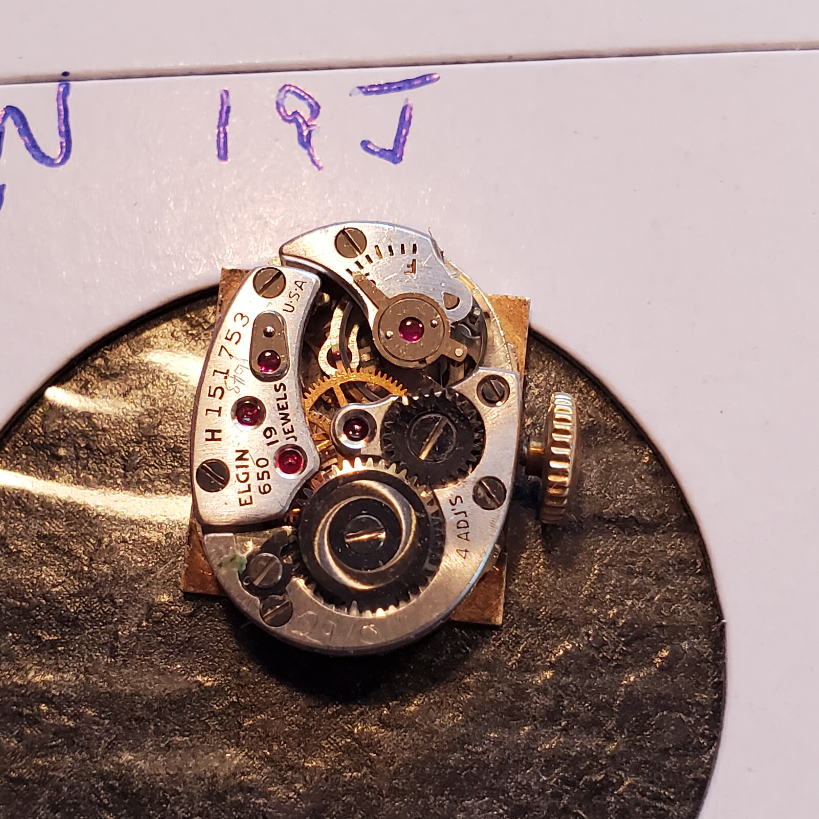 LADIES LADY ELGIN 19J 650 WRIST WATCH MOVEMENT #1210