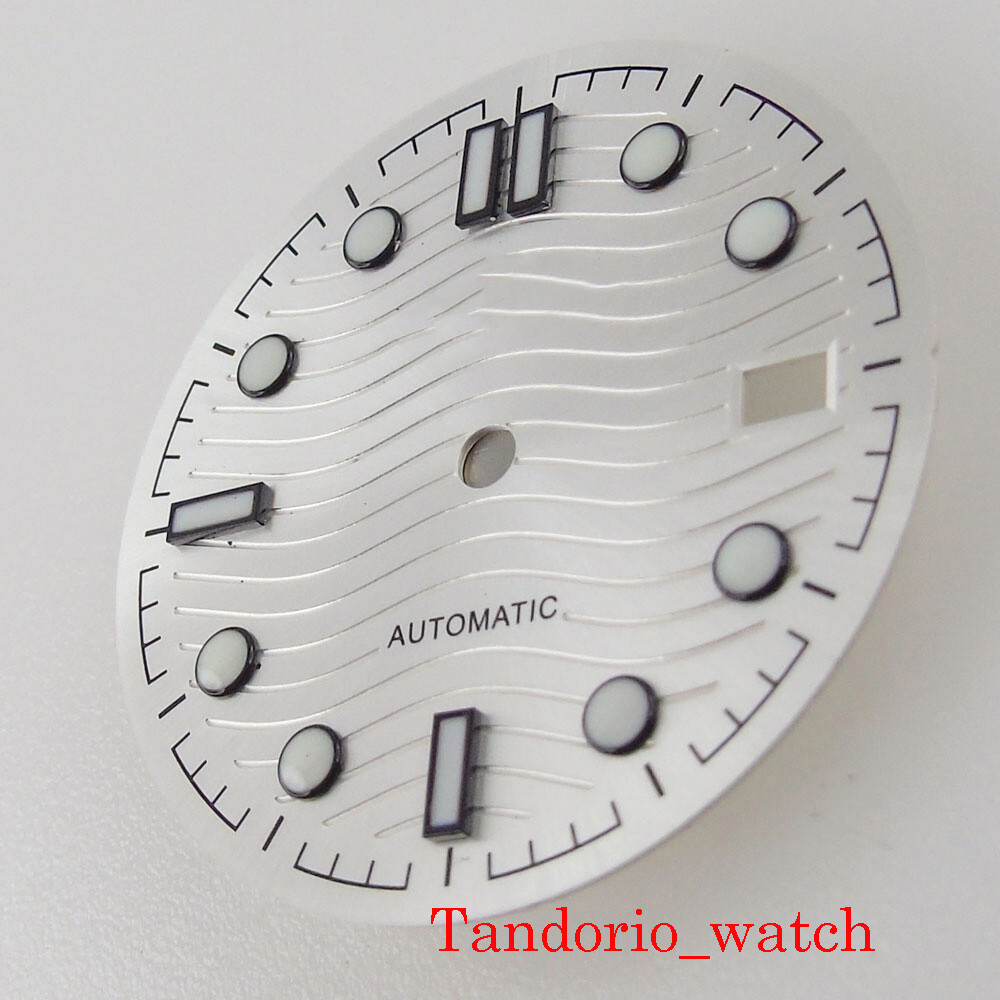 Bliger 31mm White Dial Hands Set Parts For 24 Jewels NH35 Movement Top Quality