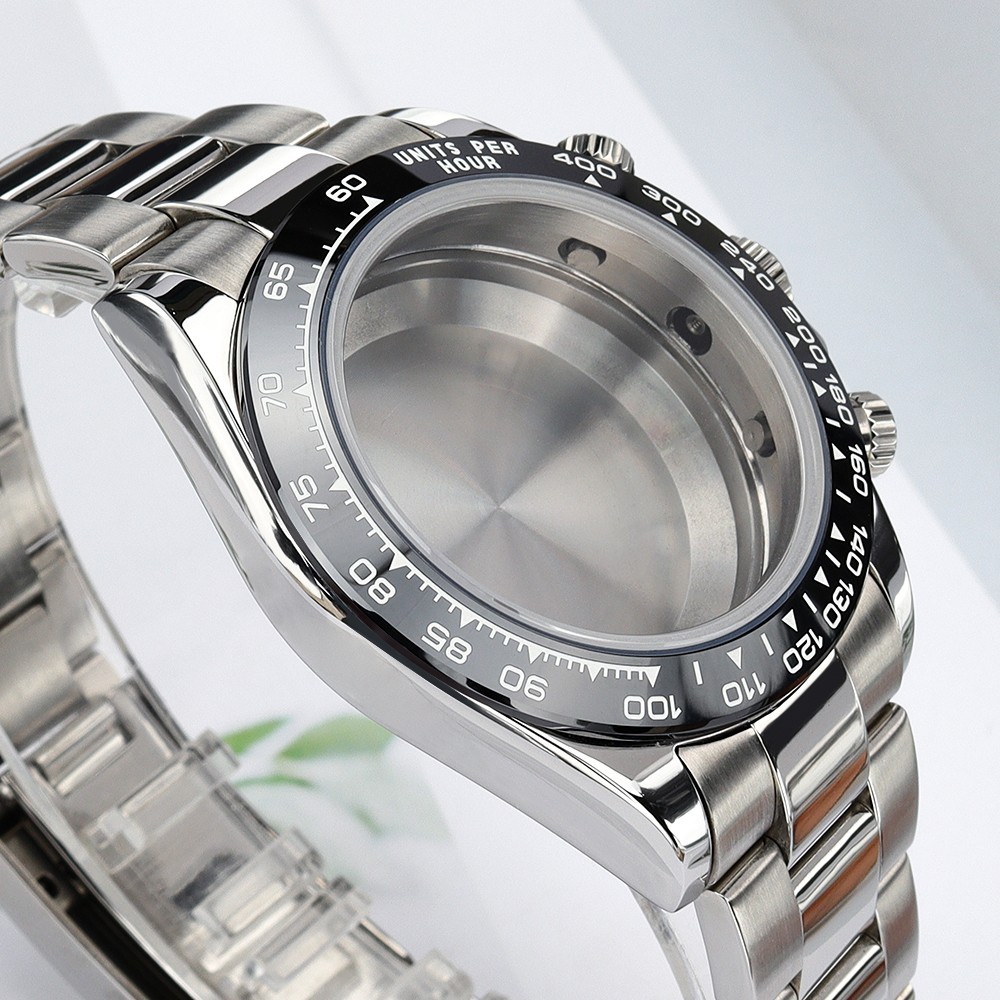 39mm Pilot Watch Case Band Classic Silver Quartz Sapphire For SII VK63 Movement
