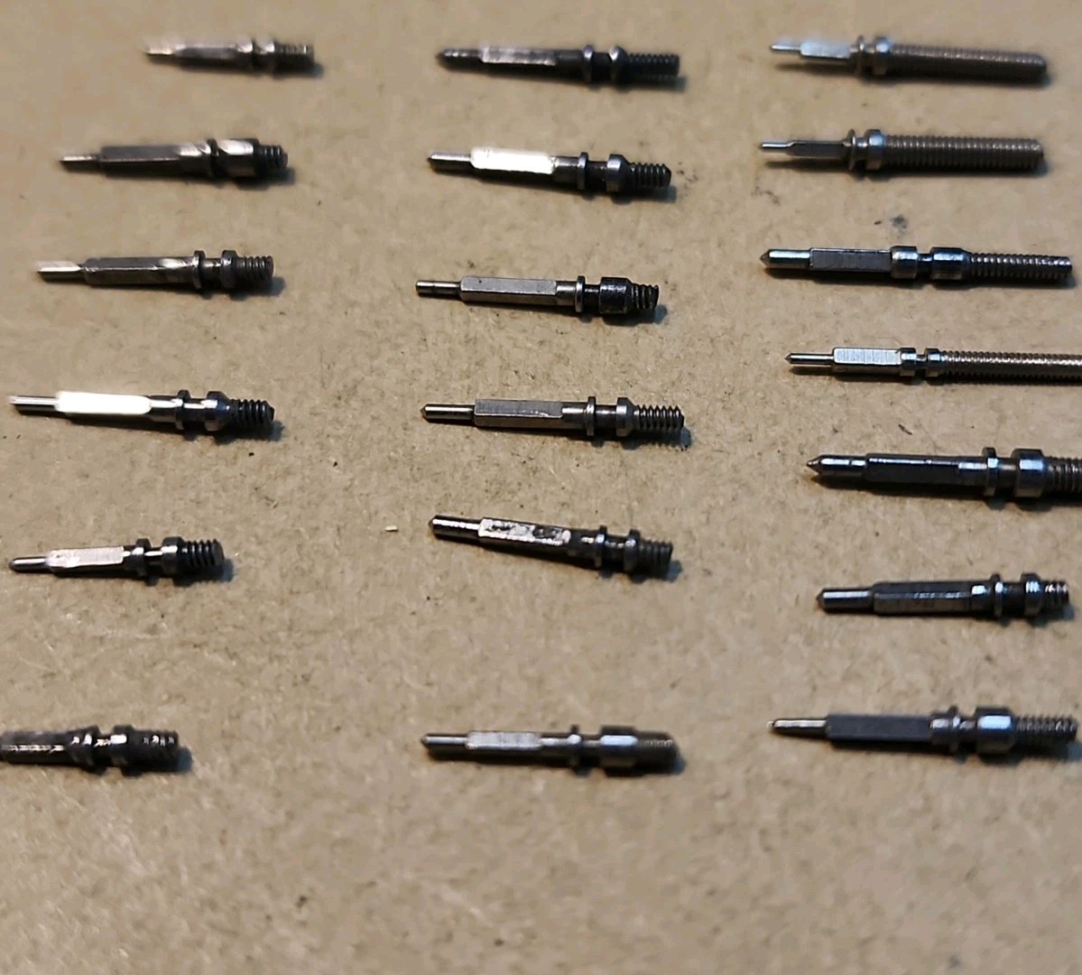 Lot Of 56 Mixed Wristwatch Winding/Setting Stems-Variety Of Types And Tap Sizes