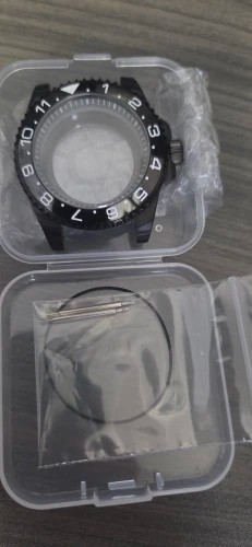 40.5mm Watch Case GMT Sapphire Glass Gold Black NH34 NH35 NH36 Mens Ring Kit