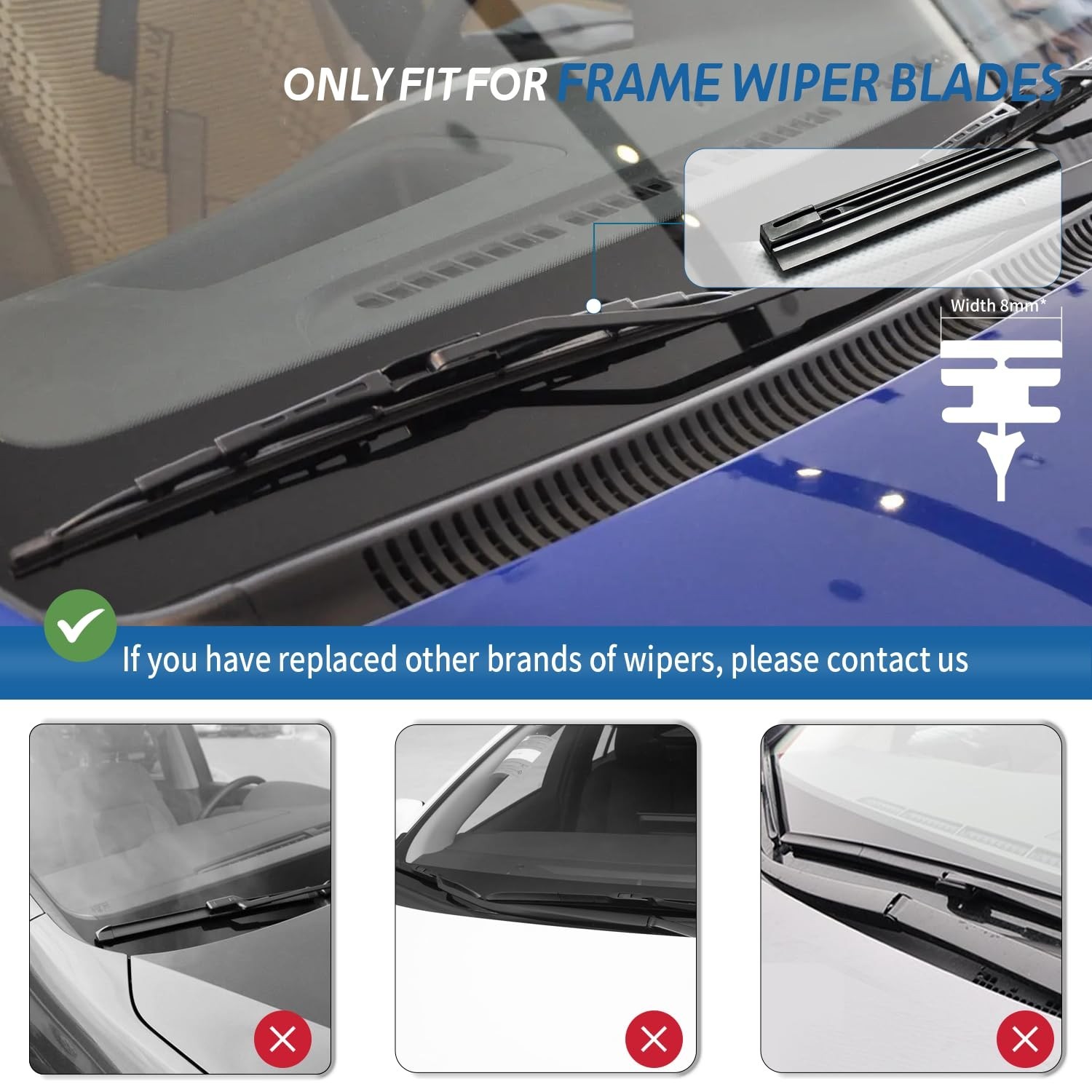 ASLAM Wiper Blade Refills 26″ 8mm for Conventional Frame Windshield Wipers(Se…