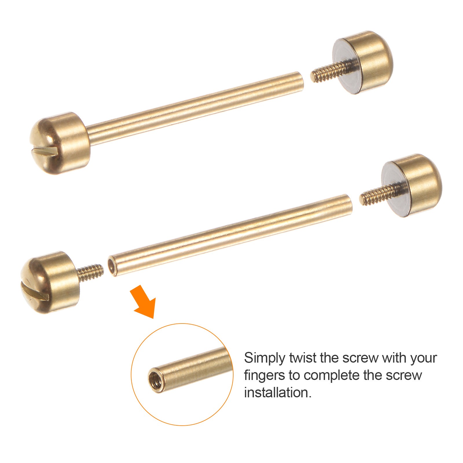 2 in 1 16mm Watch Screw Tube Rod with 2mm Slotted Screwdriver, Gold Tone