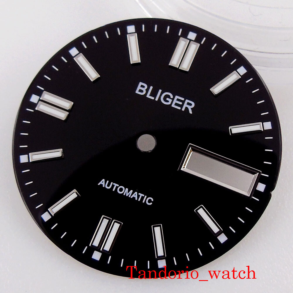 New 29mm Stainless Steel Watch Dial For NH36A Movement Date Week Window Luminous