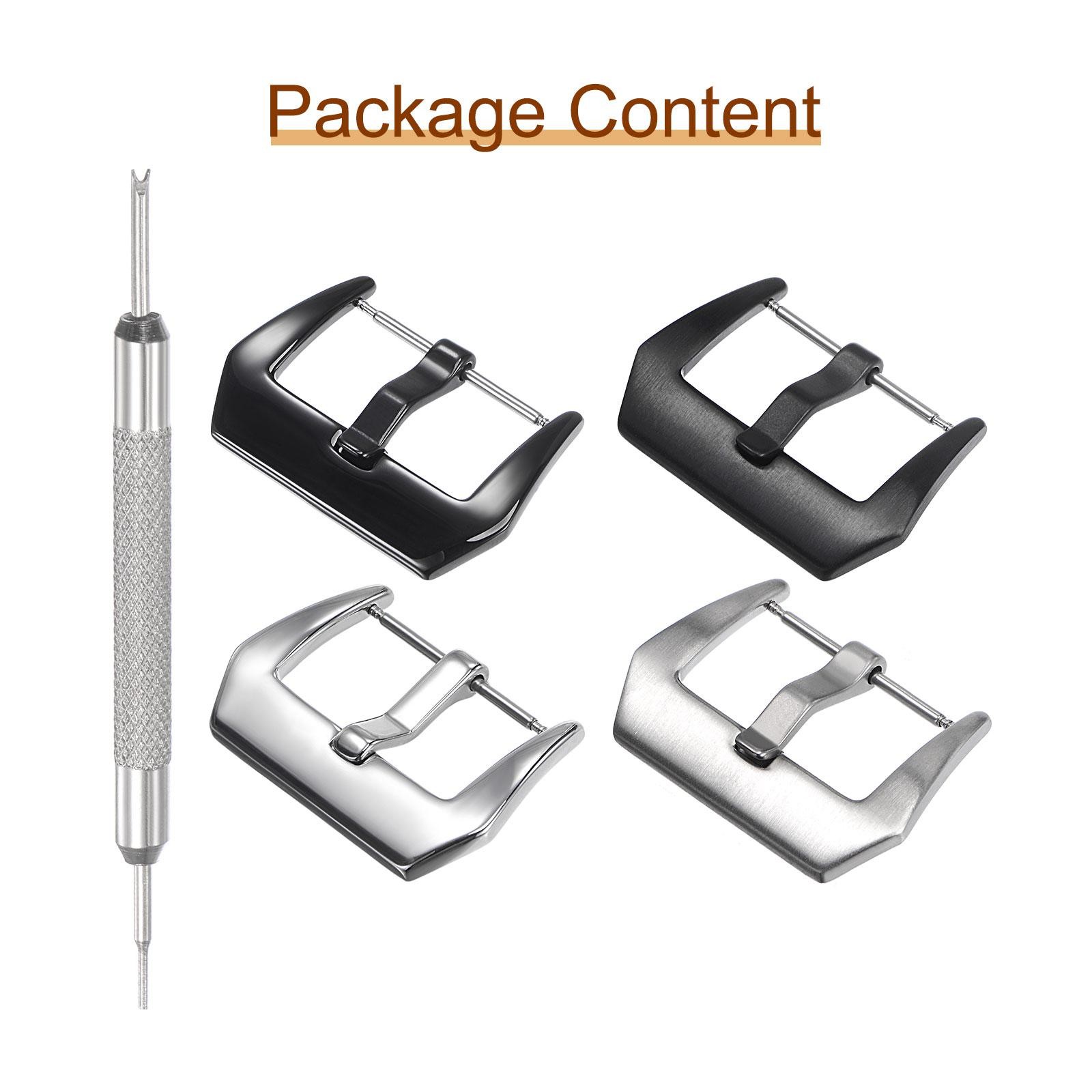 26mm Width SUS304 Frosted Polished Buckle Silver Black with Spring Bar Remover