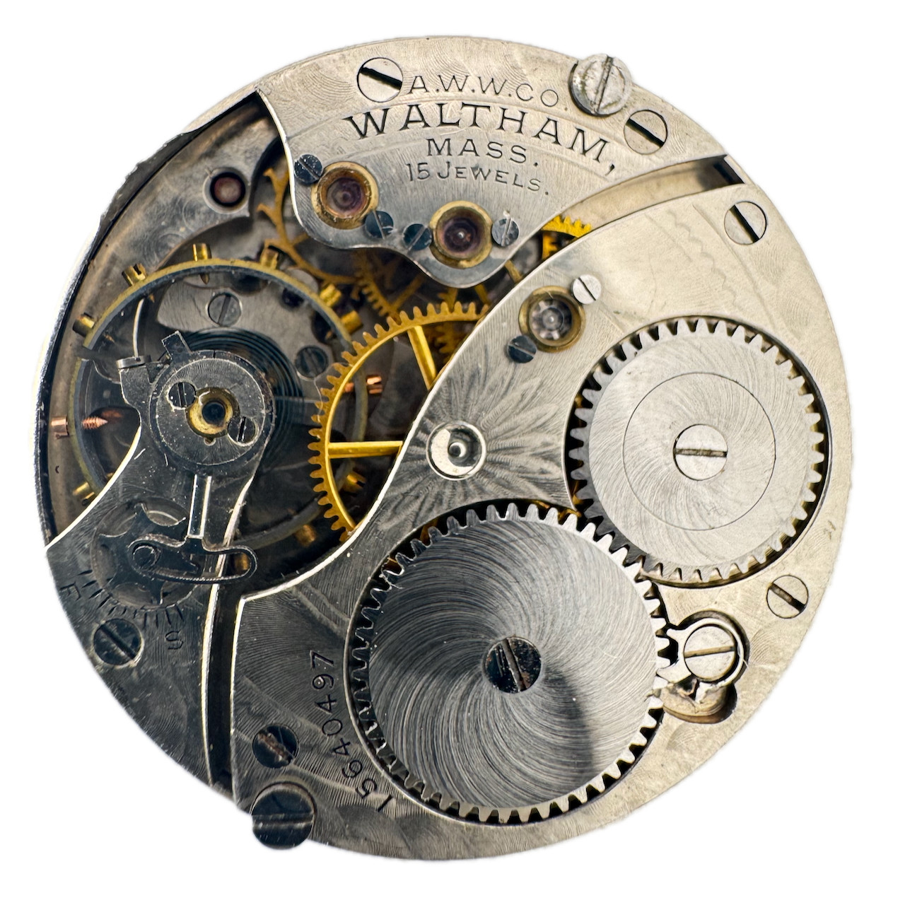 Antique 0s 1907 Waltham 15j Mechanical Hunter Pocket Watch Movement 165 USA