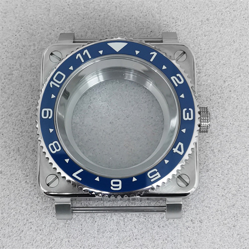 42mm Waterproof Sapphire Glass Square Watch Case For NH35/NH36/4R/7S Movement
