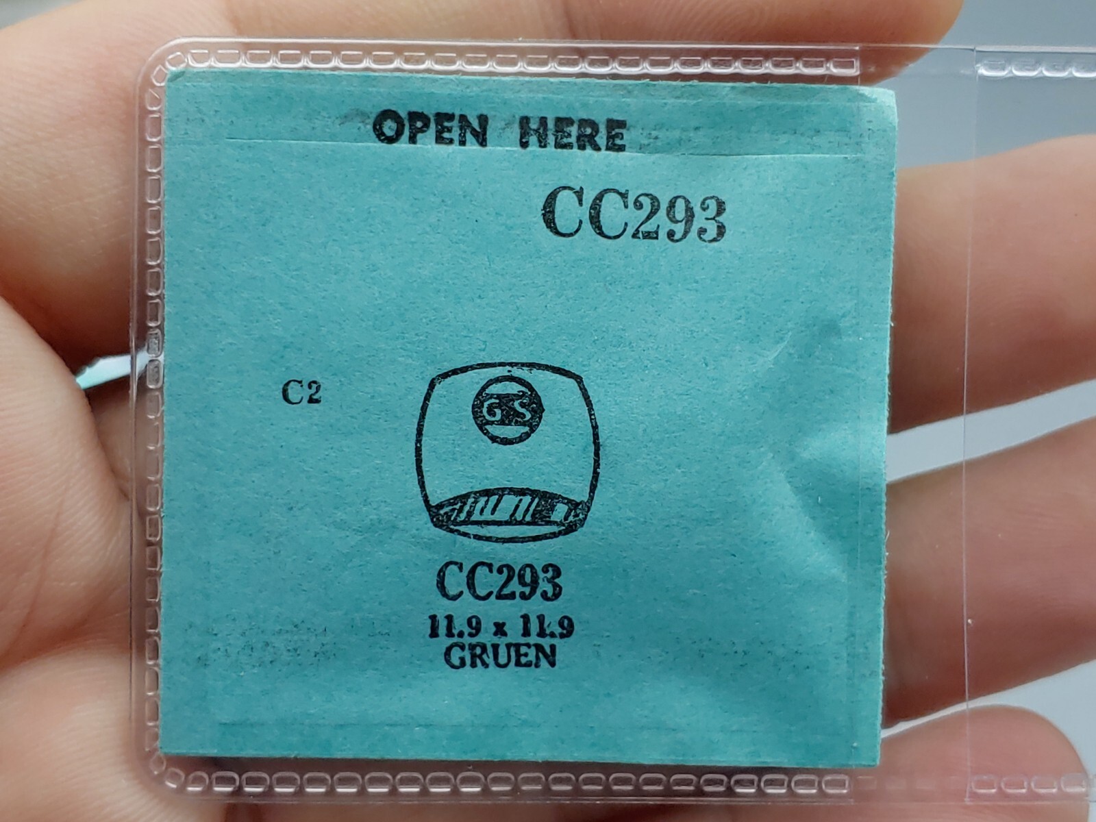 Germanow-Simon Mach (GS) CC293 Watch Crystal 11.9×11.9 NOS Part Gruen Glass NOS