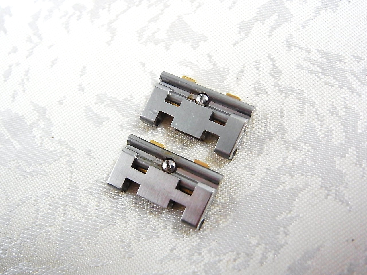 HERMES Sellier SE3.420 Genuine 14mm Link Watch Band Bracelet 2 pcs Set (b