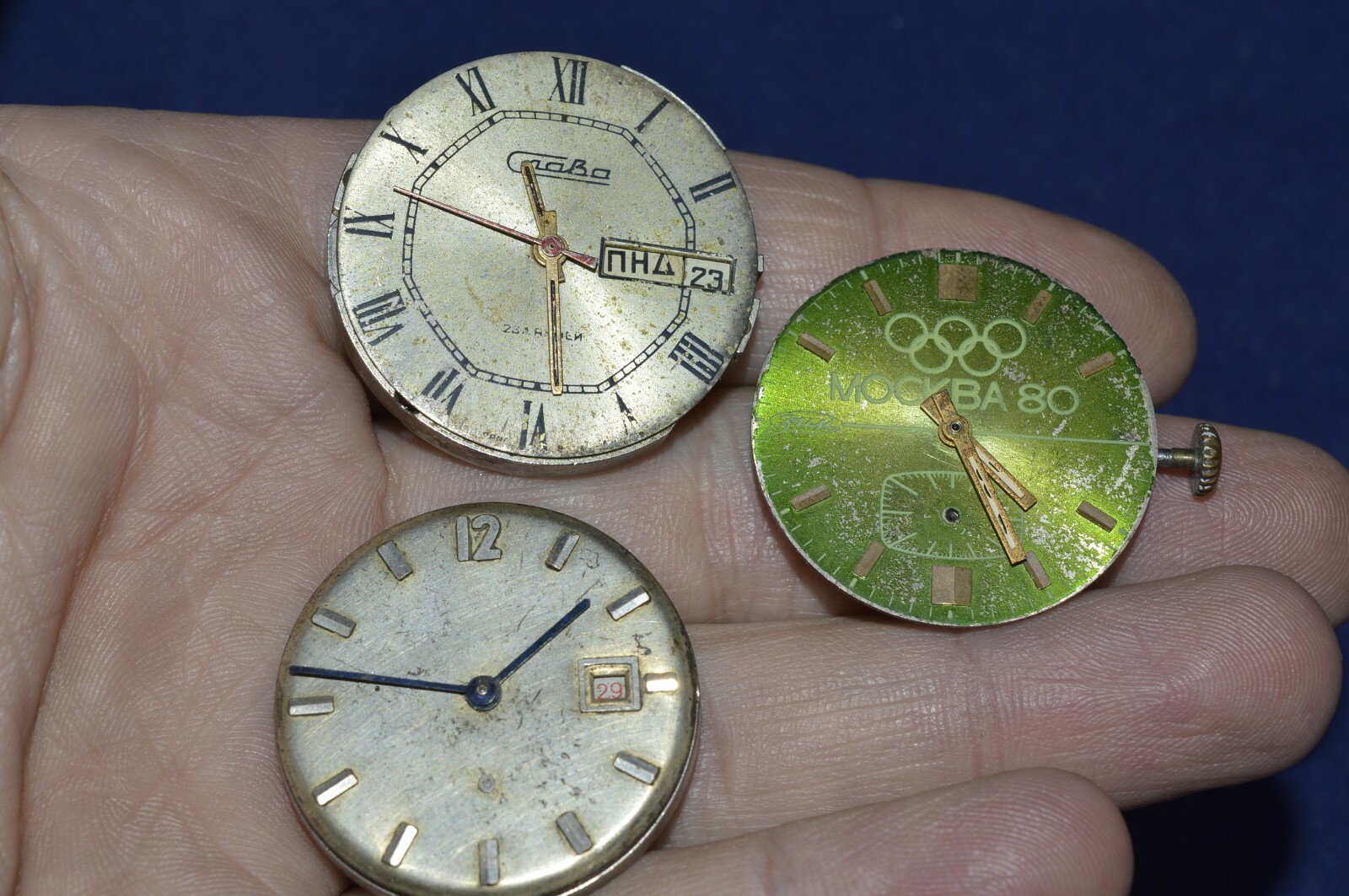VTG Ukraine russian Watch Parts Movement Mechanism SLAVA ZIM DETAIL Jewels old ⭐