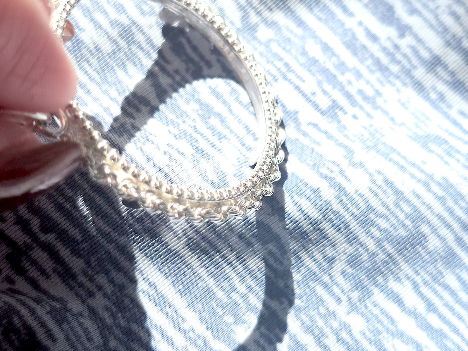 925 Sterling Silver Prong Back Illusion Rope Bezel for 30mm Half Dollar 50 Cents
