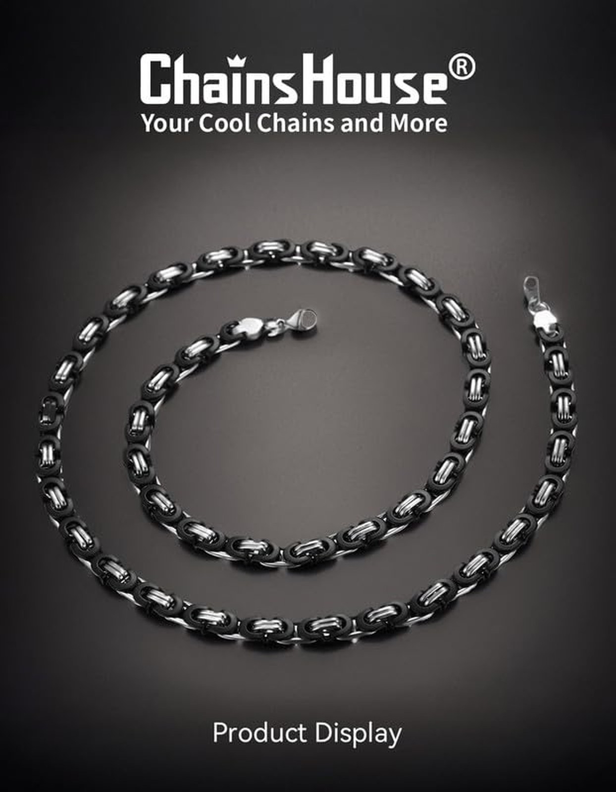 ChainsHouse Flat Byzantine Link Necklace for Men 6mm/8mm/10mm Width, 18K Gold…