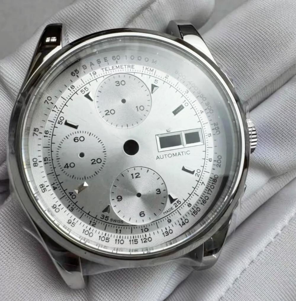 40mm Stainless Steel Watch Set + Dial + Hands + Leather Strap For 7750 Movement