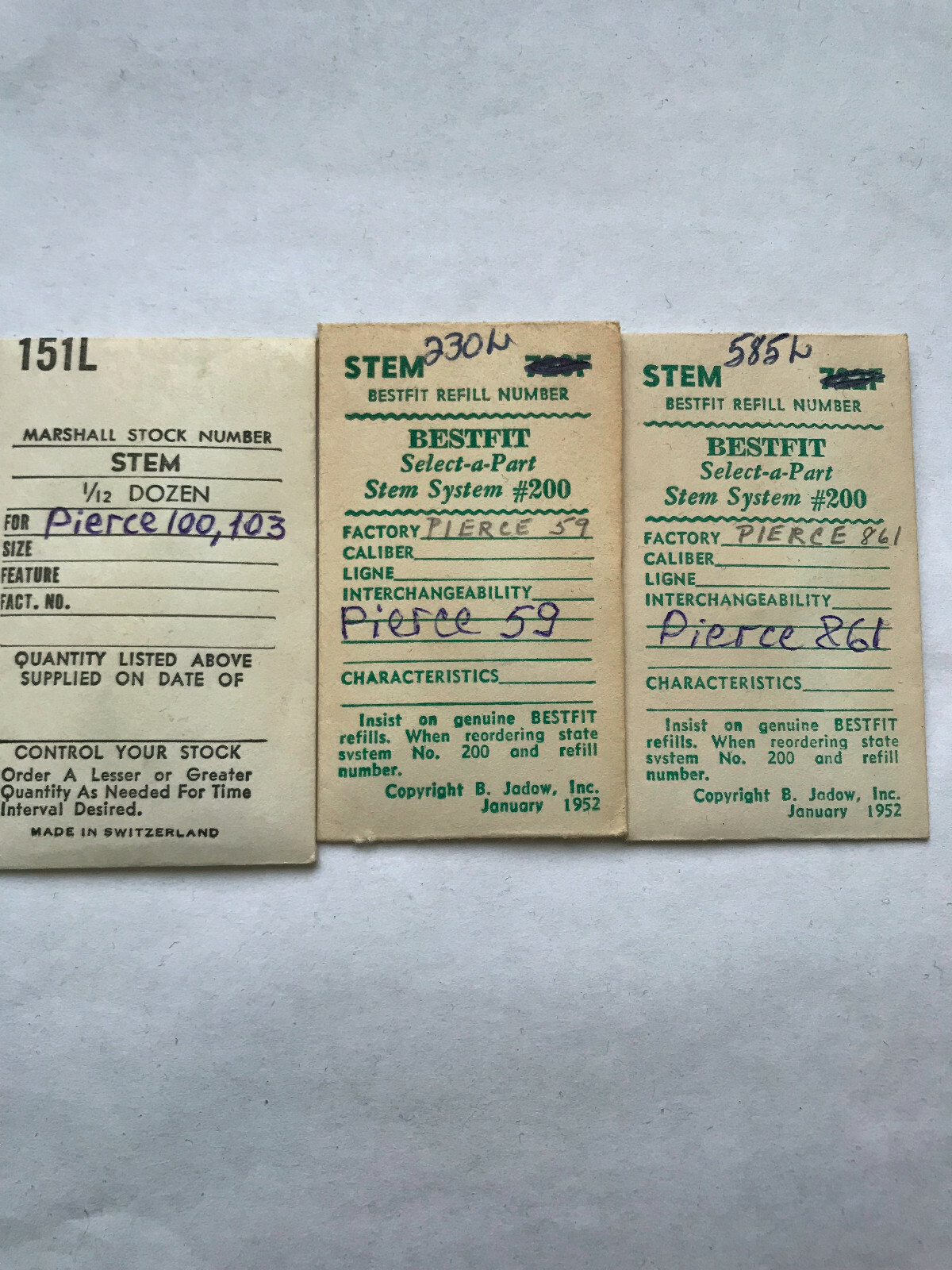WINDING STEM for PIERCE 59 100 103 861 -3 different cal