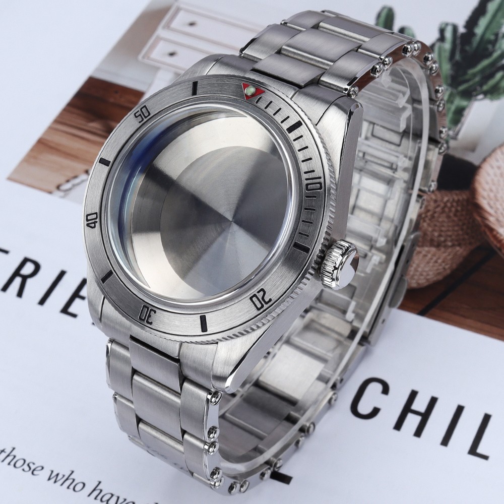 39mm Aviator Watch Cases+Solid Steel Wristband Sapphire For Seiko NH35 Movement