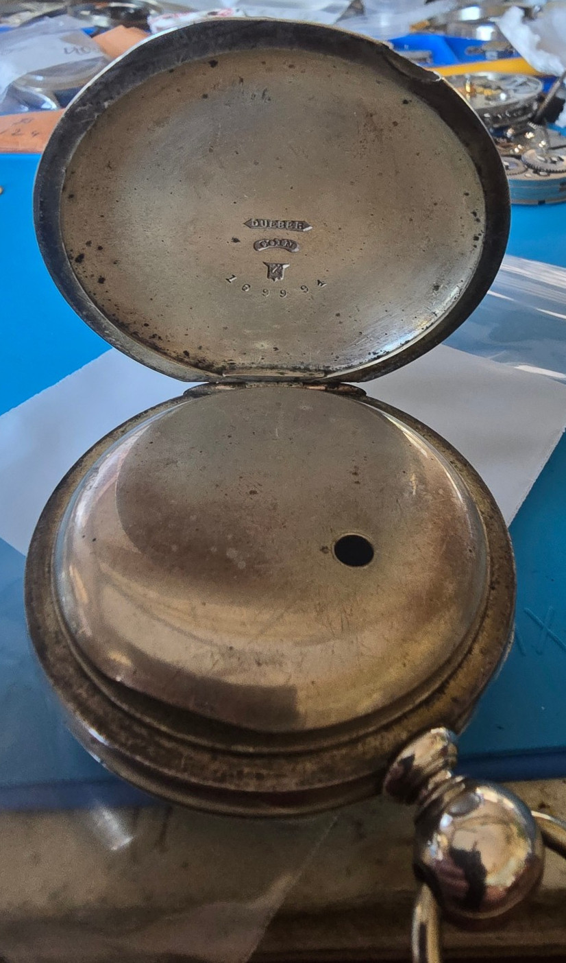 VINTAGE BIG 4OZ 18 SIZE COIN SILVER DUEBER POCKET WATCH CASE KEY WIND/KEY SET