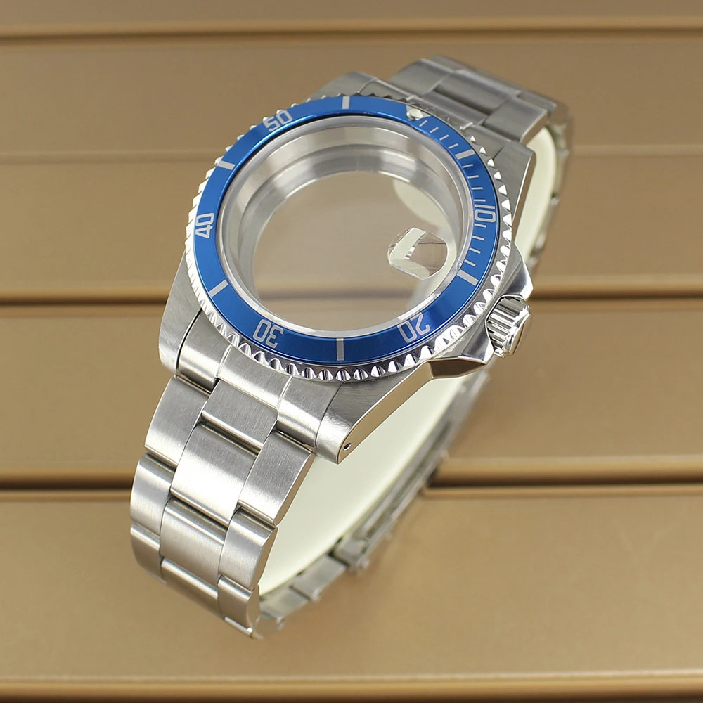 38mm Retro Submariner Watch Case Strap Sapphire Glass For Seiko Nh35/36 Movement