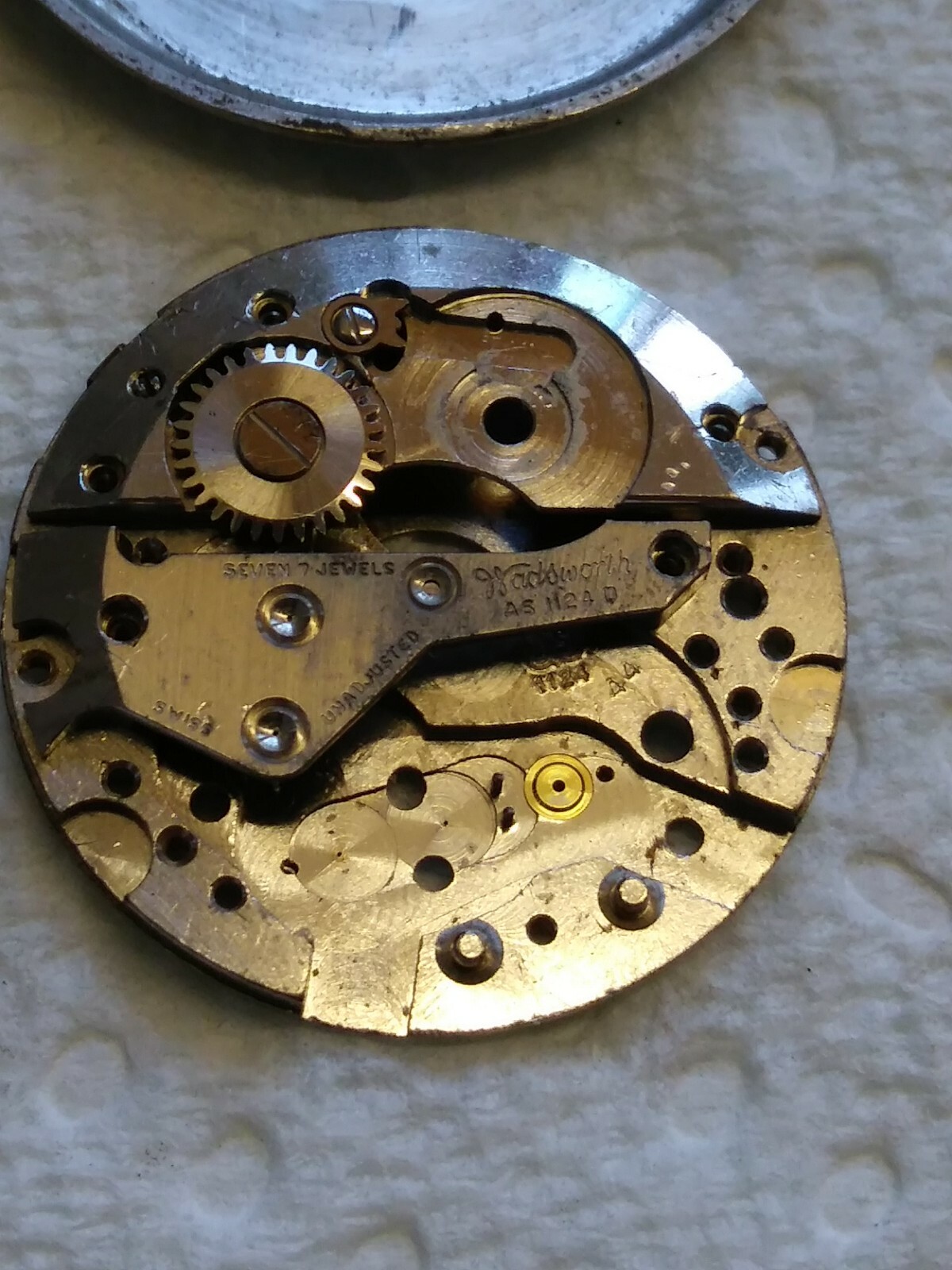 AS 1124 D Disassembled Wadsworth Movement, Dial, Hands, Holder, Case back Repair