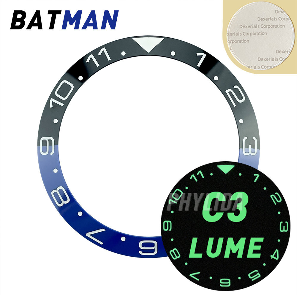38mm Slope Bezel Insert BGW9 Lume 12H Batman Dual-Time For SKX007 009