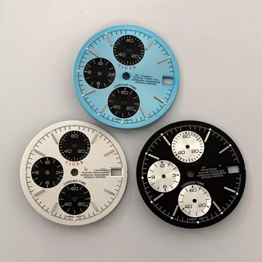 29.8mm Multifunctional Watch Dial Six Hands Green Luminous For Vk67 Movement