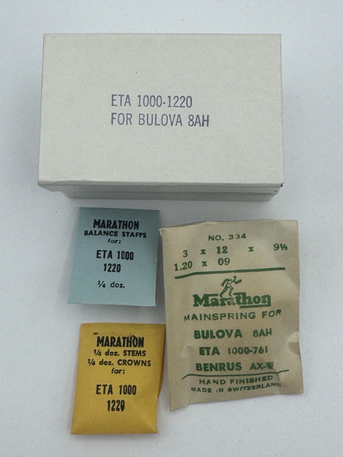 Vintage Bulova 8AH 1000.1220 Service Kit – Mainspring Crowns and Staffs