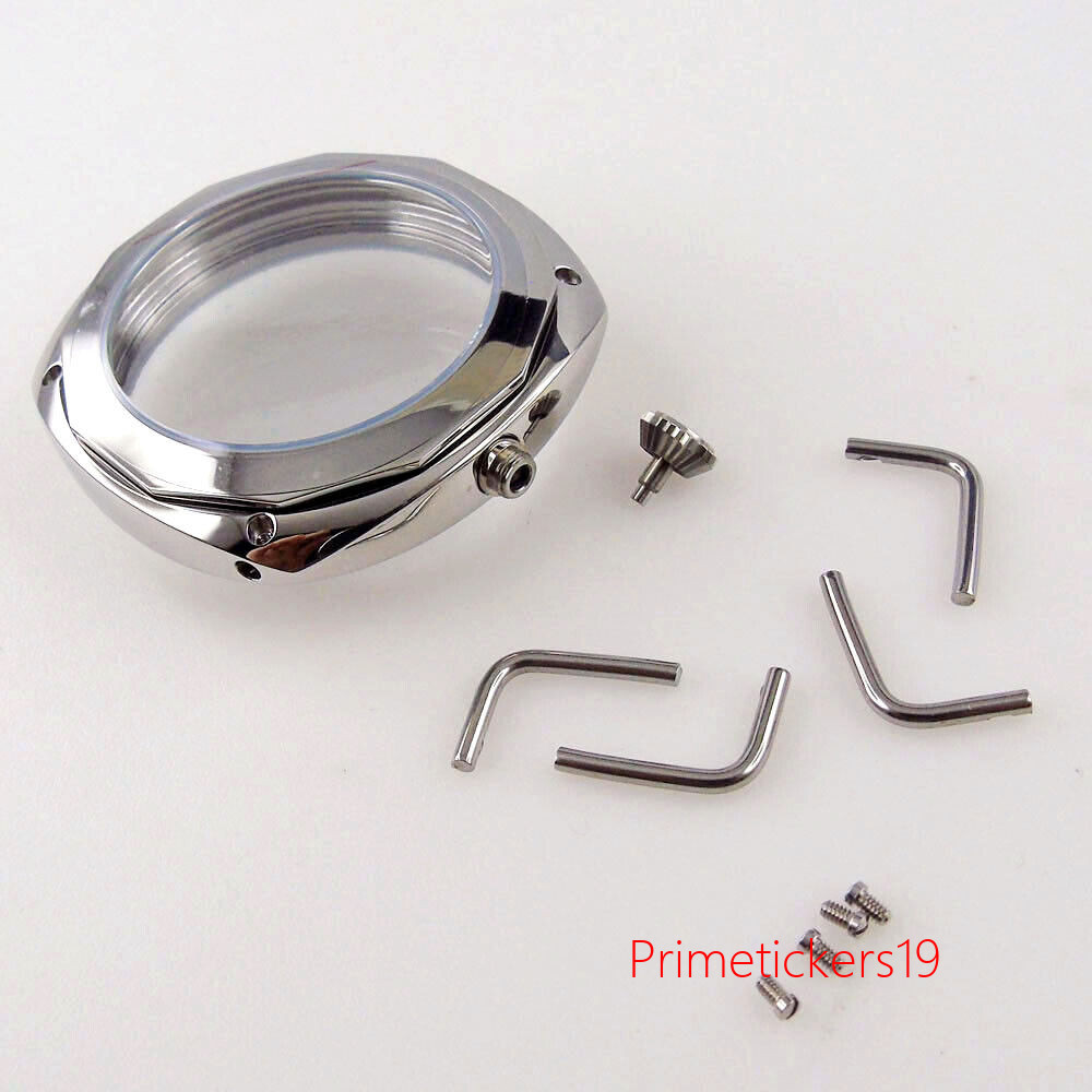 45mm Stainless Steel Watch Case Sandwich Dial Hands Fit ETA6497 6498 ST3600 3620