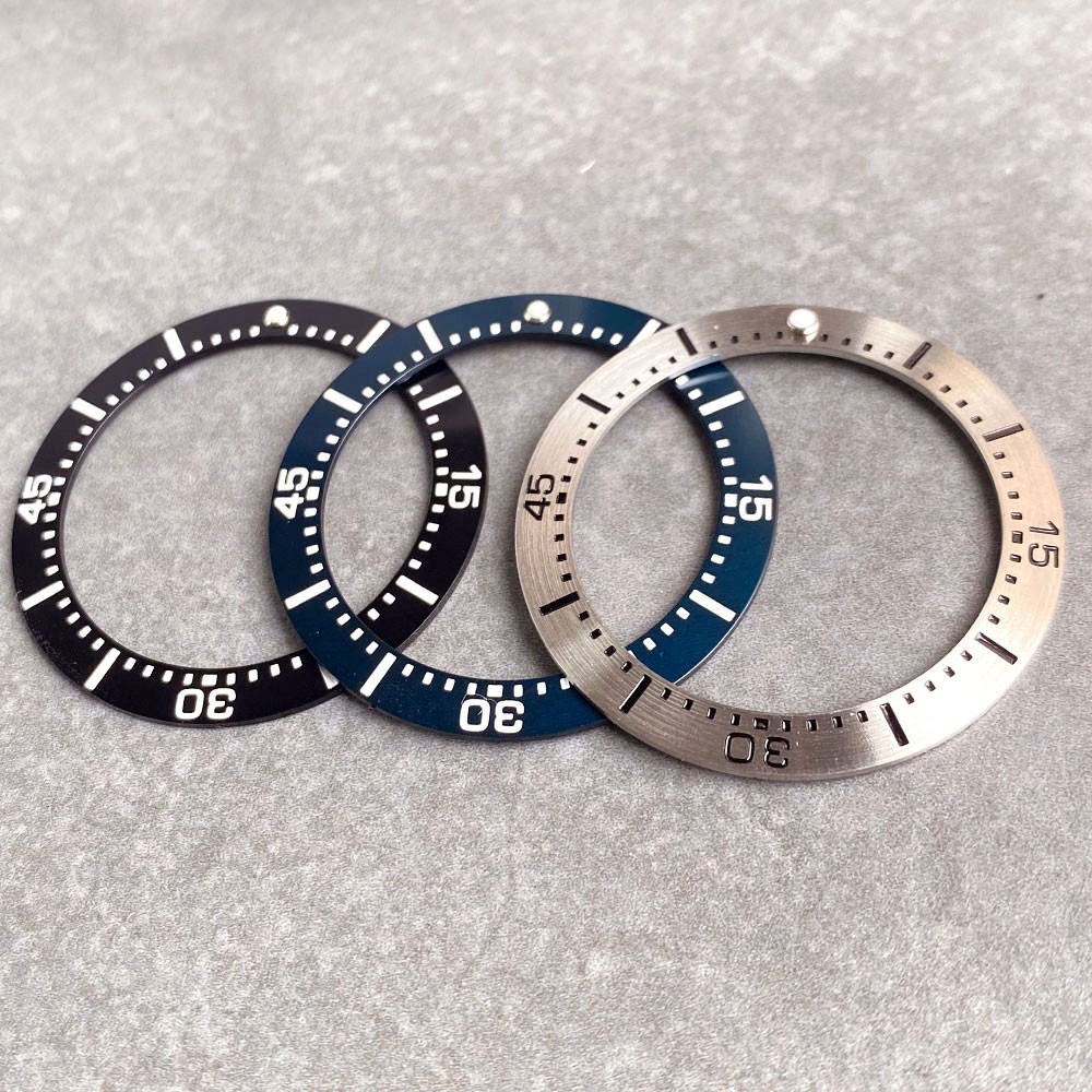 Black Blue Silver 36.9mm*28.7mm Ceramic Alloy Bezel Insert fit NH35 Dive Watches