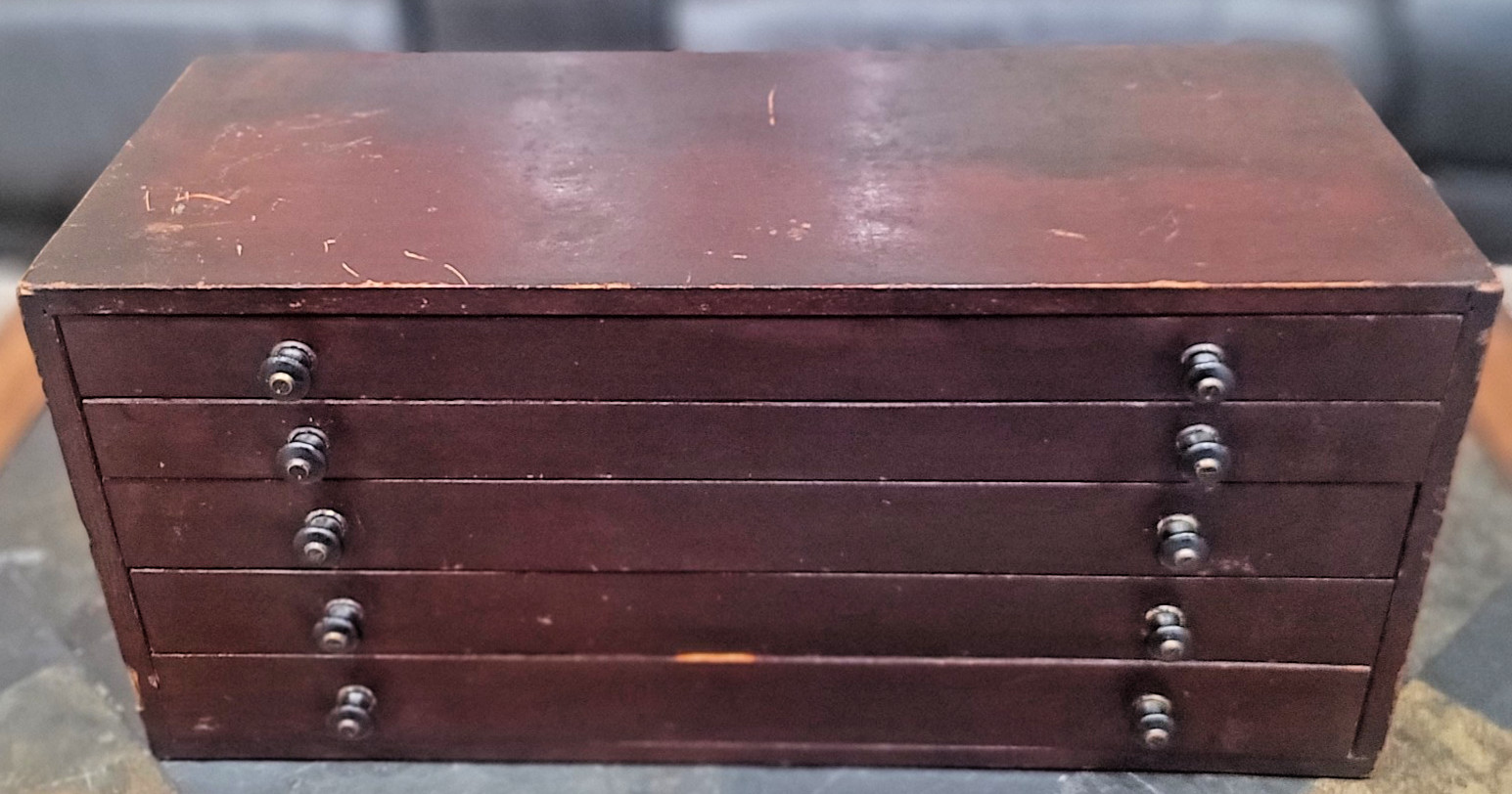 Antique Watchmaker Crystal Cabinet 5 Drawer Wood 1040 Slots Storage Solid Wood
