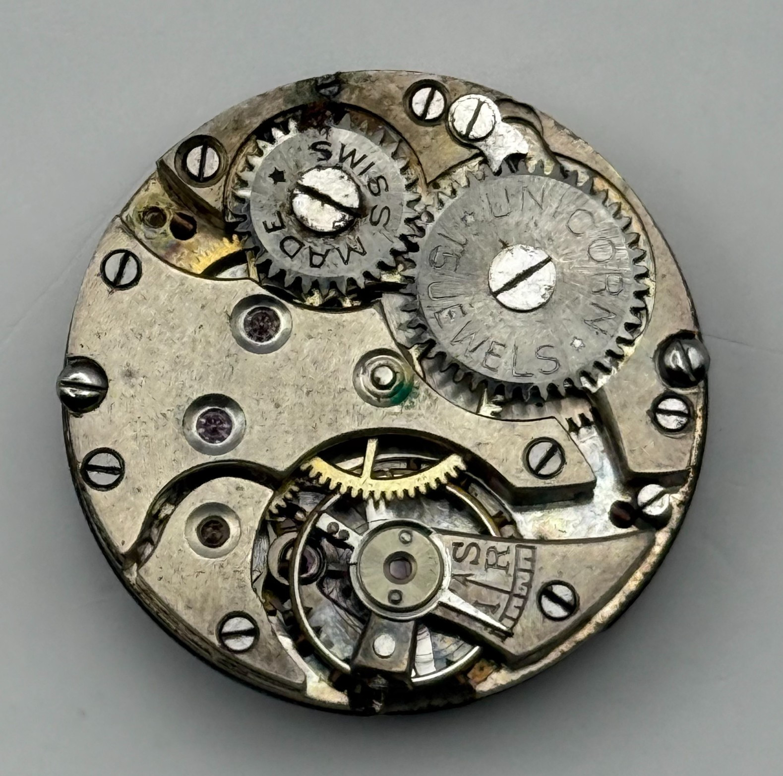 Rolex Unicorn Watch Movement Pidduck Hanley 15 Jewels Swiss Vintage Parts Repair