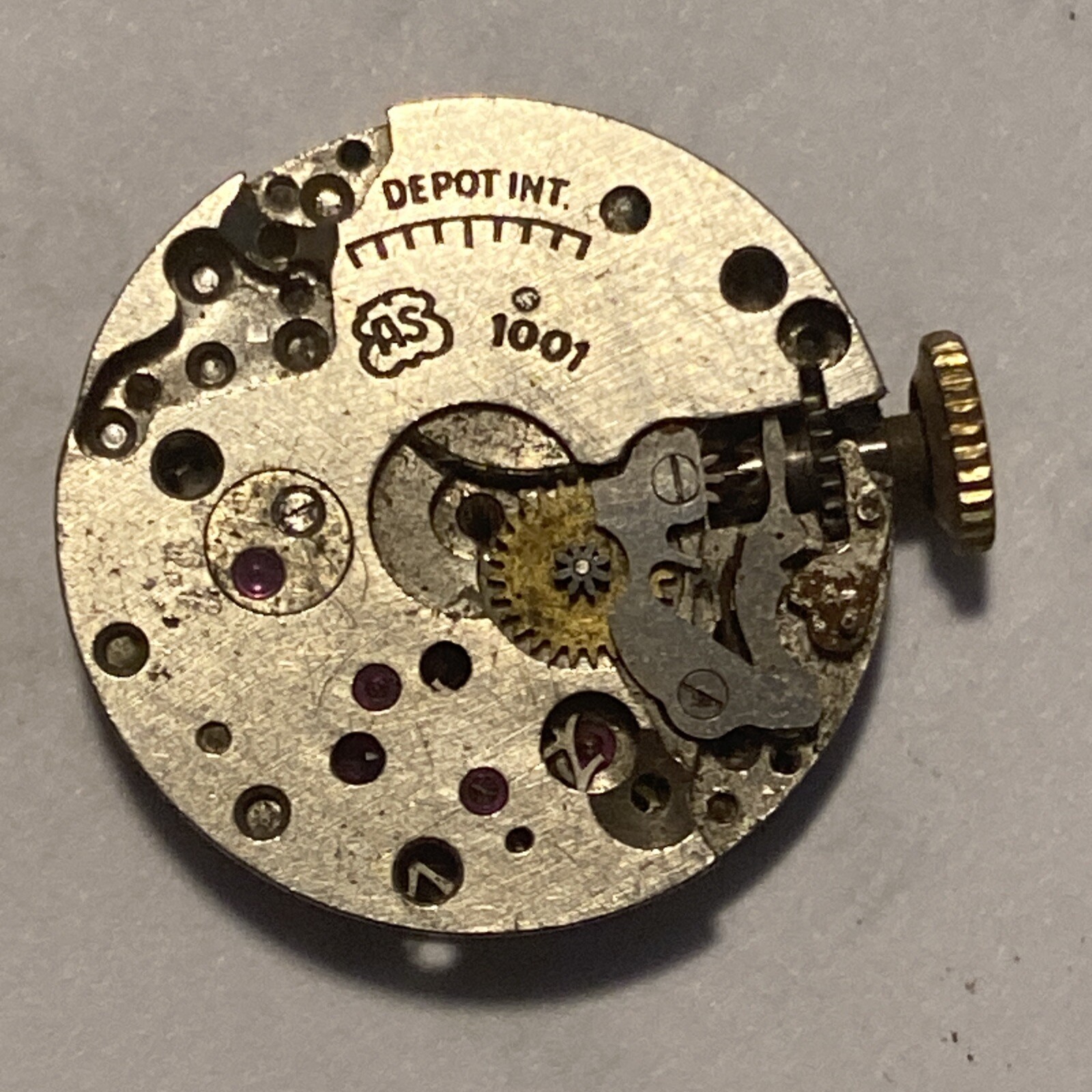 Bulova 7AM AS 1001 Movement 17 Jewel For Parts Or Repair A Schild 1001