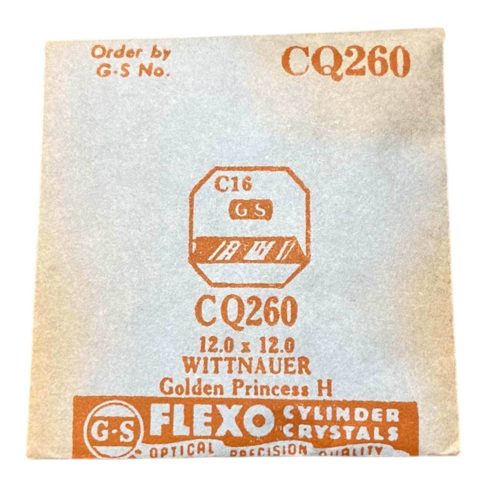 Germanow-Simon Mach (GS) CQ260 Watch Crystal 12.0×12.0 NOS Part Flexo Wittnauer