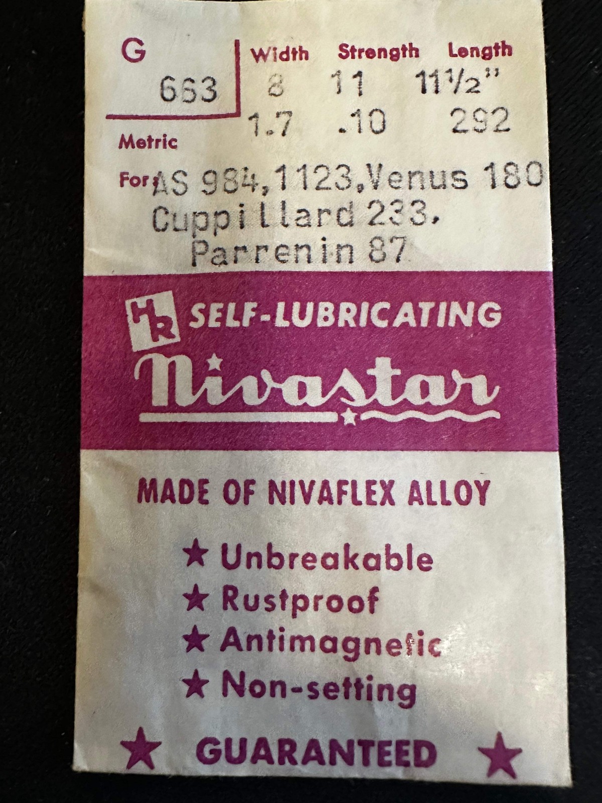 HR Nivastar Mainspring G663 for AS 984, 1123, Venus 180, Cupillard 233 – Alloy